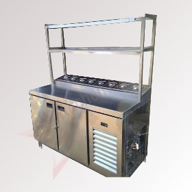 Makeline Refrigerator with Overhead Shelves